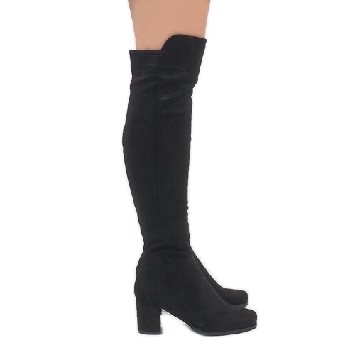 Cizme din piele neagră pe stâlpul H306 negru