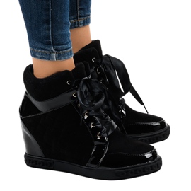 Adidași negri cu toc negru la modă KLS-109-3
