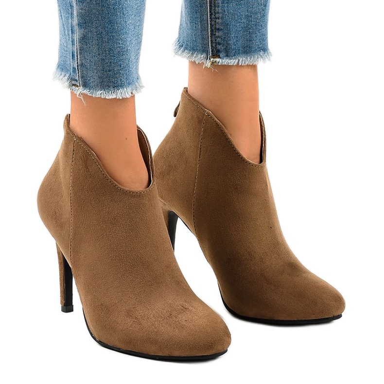 Piele de căprioară maro AF-02 pe toc stiletto