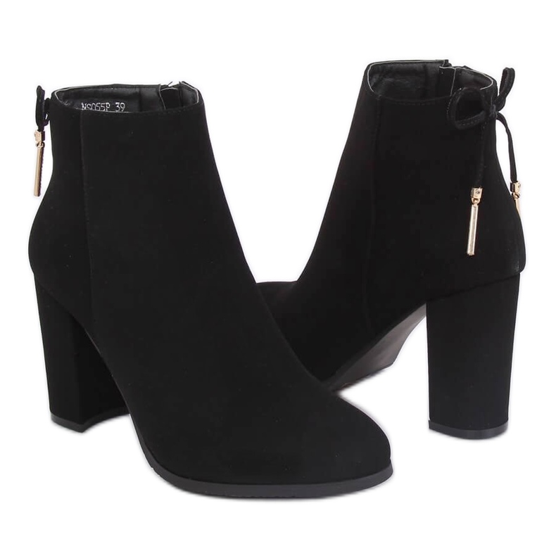Cizme elegante negre cu toc înalt NS055P Negru
