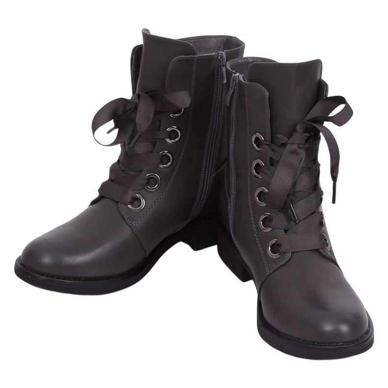 Cizme gri cu dantelă gri ZX2805 Gri Cizme gri cu dantelă gri ZX2805 Gri