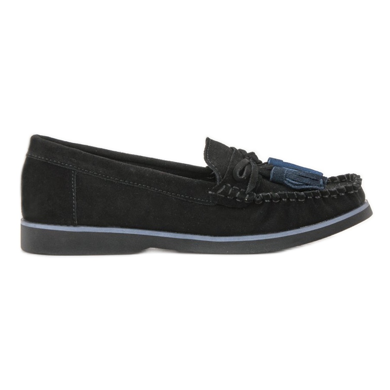 Filippo Mocasini din piele cu franjuri negru