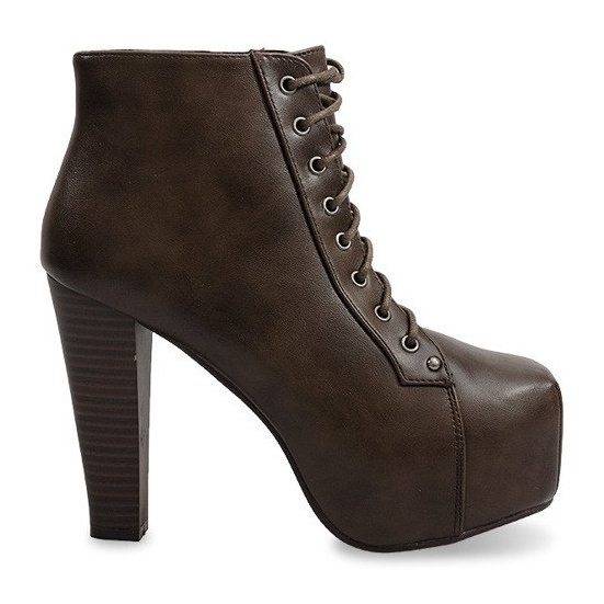 Cizme solide pe toc 9502 Maro