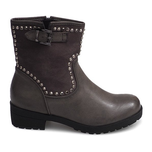 Cizme motorizate gri cu știfturi 1640