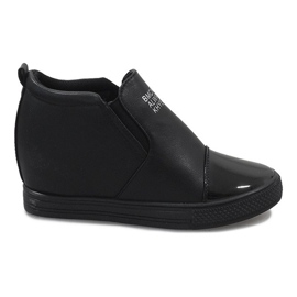Adidași negri pe pană DD408-1 negru