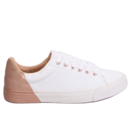 Adidași de damă albi și șampanie A88-29 W-CHAMPAGNE multicolor