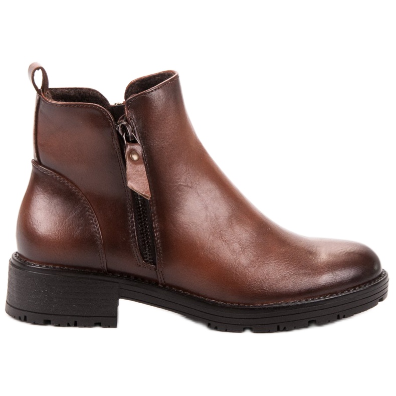 Vinceza Botine joase cu fermoar maro Vinceza Botine joase cu fermoar maro