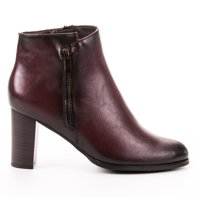 W. Potocki Botine cu toc înalt burgund roșu