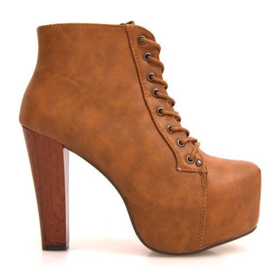 Cizme solide pe toc K764 Camel maro