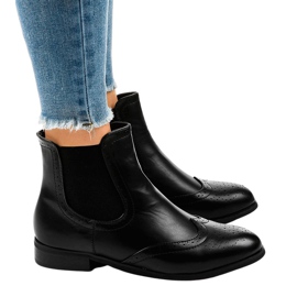 Cizme negre cu piele ecologică T113 elastică negru