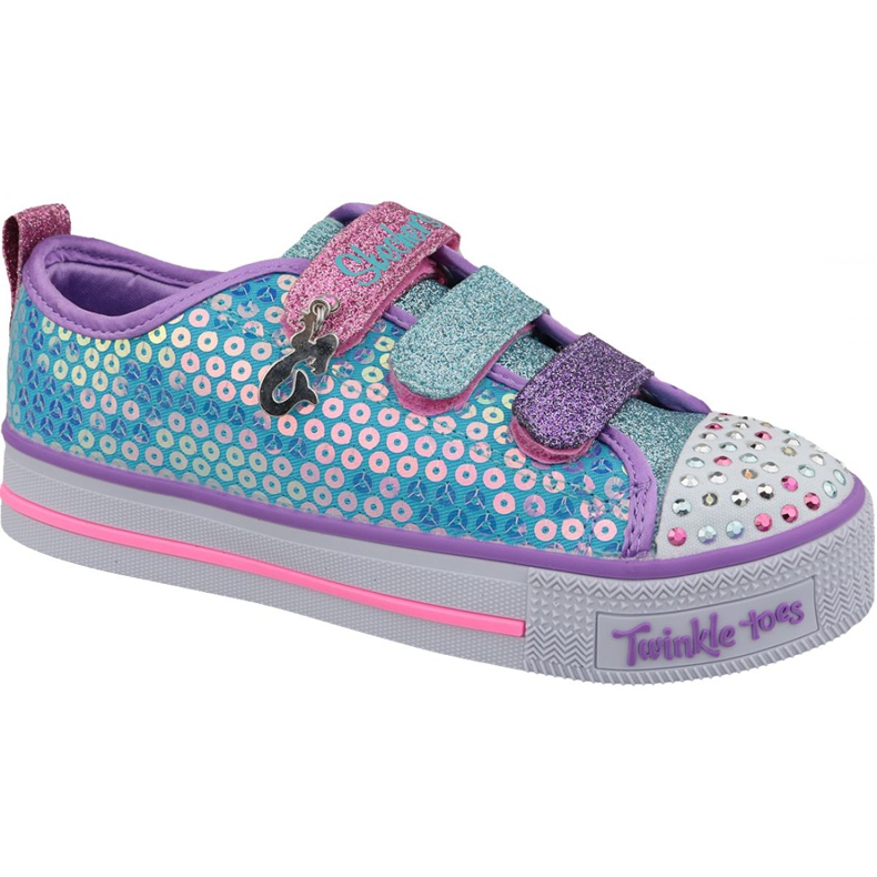 Pantofi albaștri Skechers Twinkle Lite Jr 20062L-TQMT albastru multicolor