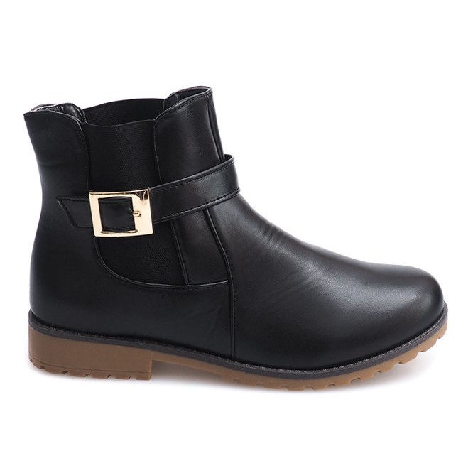 Cizme cu blană de cauciuc și cataramă E598 Negru verde