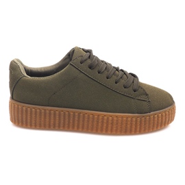 Cizme Creepers Pe Platforma Verde AM-1101