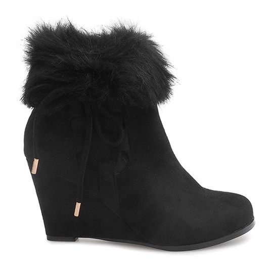 Cizme negre pe pană L6058 negru