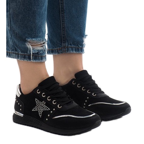 Adidași sport negri cu stea XSM101-19 negru