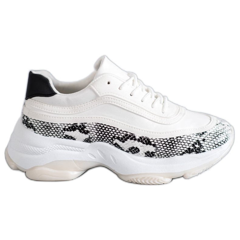 SHELOVET Snake Print Trainers alb multicolor