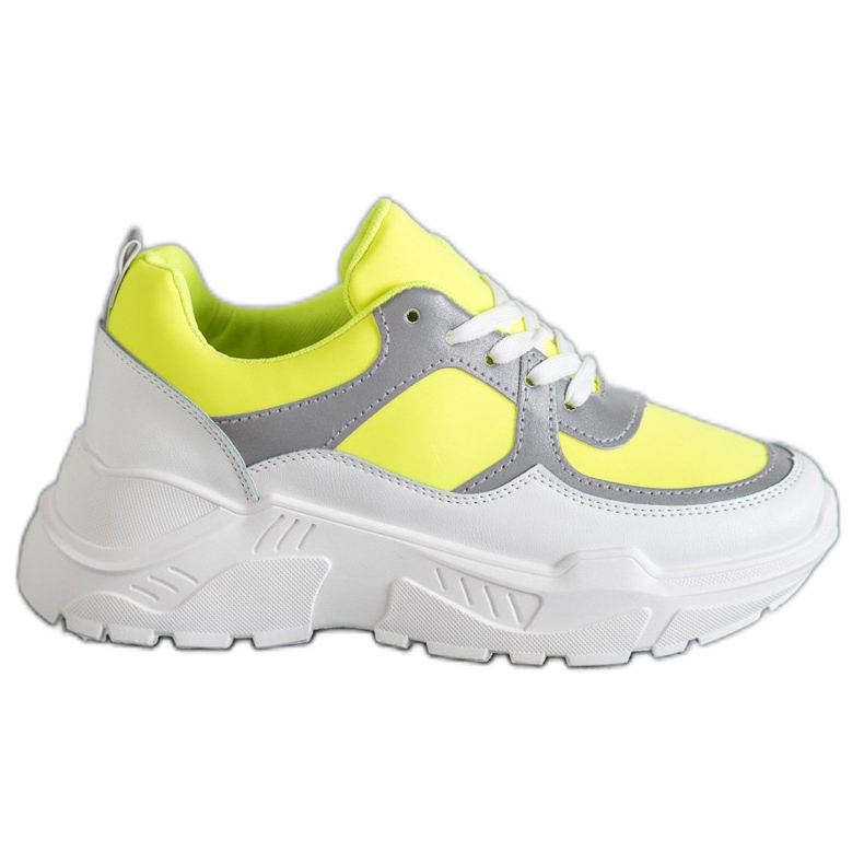 Ideal Shoes Pantofi sport neon alb multicolor galben