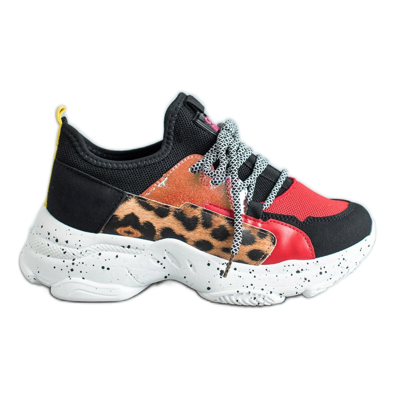 SHELOVET Pantofi sport cu imprimeu leopard roșu multicolor