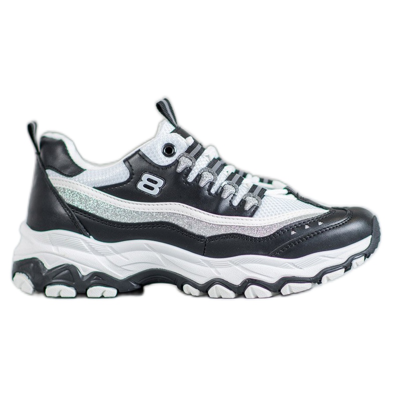 Yes Mile Adidași cu sclipici alb negru