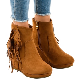 Botine din piele camelă boho LBS2586 maro Botine din piele camelă boho LBS2586 maro