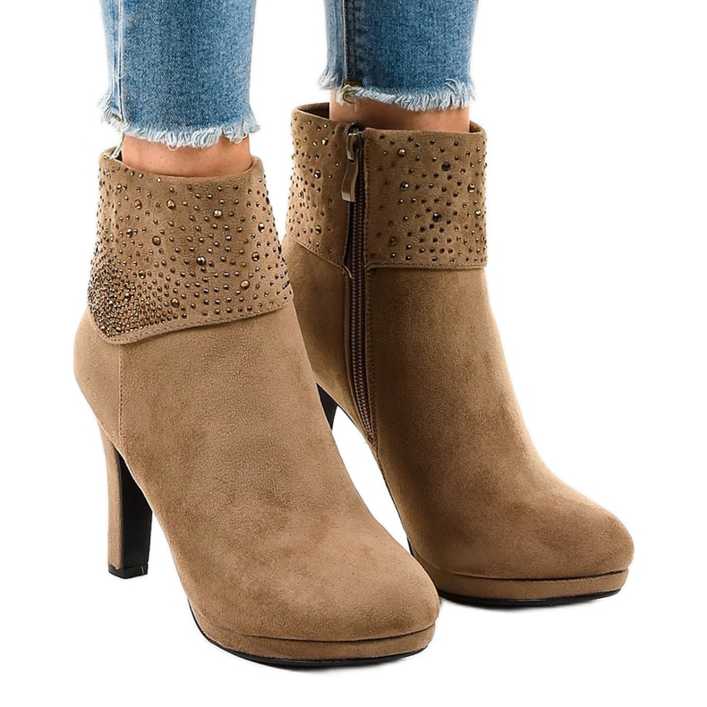 Cizme din piele de căprioară kaki pe stâlpul SQ15 multicolor verde Cizme din piele de căprioară kaki pe stâlpul SQ15 multicolor verde