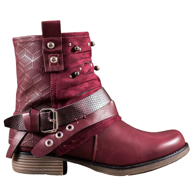 SHELOVET Cizme cu pietre de stras roșu