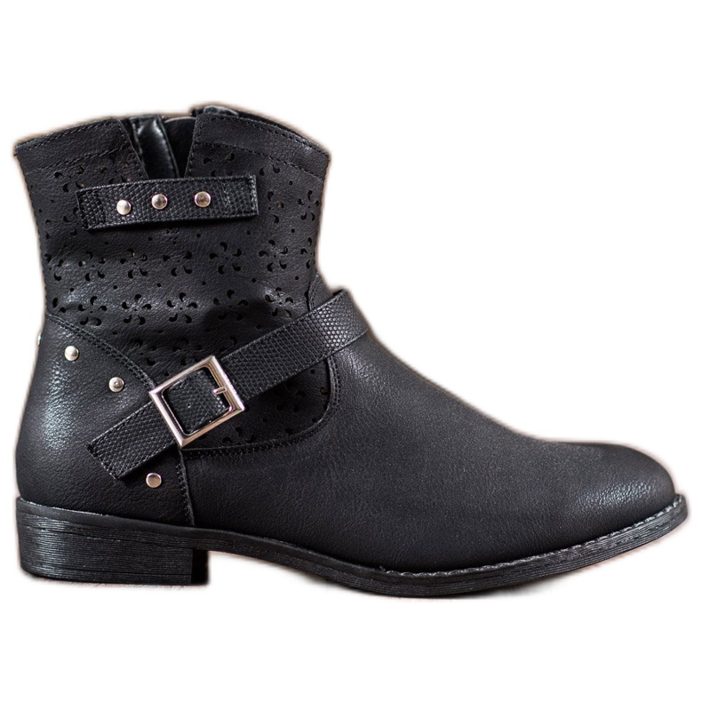 Groto Gogo Botine ajurate cu cataramă negru Groto Gogo Botine ajurate cu cataramă negru