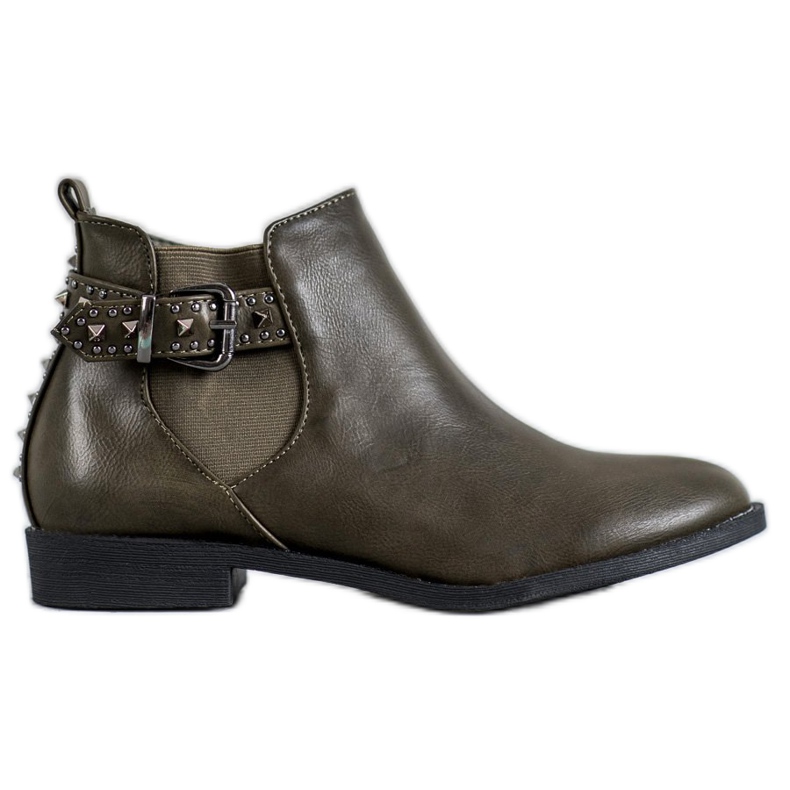 SHELOVET Cizme Chelsea verzi cu pietre de stras verde