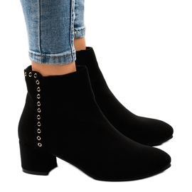 Botine negre din piele de căprioară pe stâlpul Z179 negru