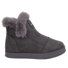 Adidași gri până la gleznă cu blană W19-29 Gri