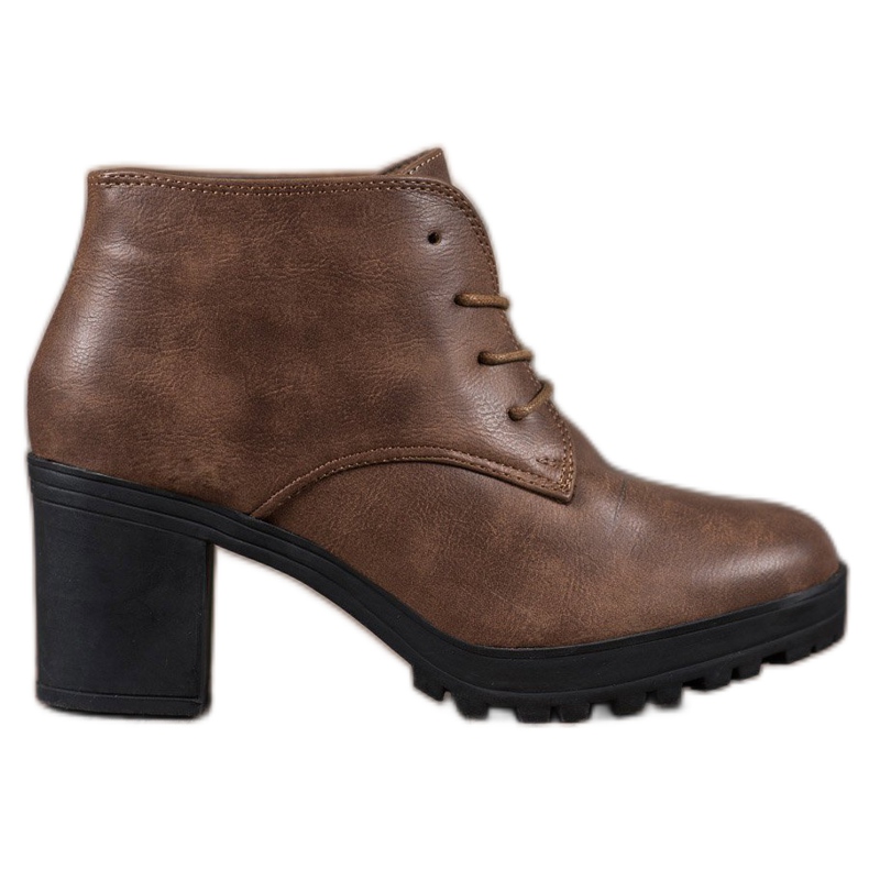 SHELOVET Cizme cu dantelă pe platformă maro multicolor