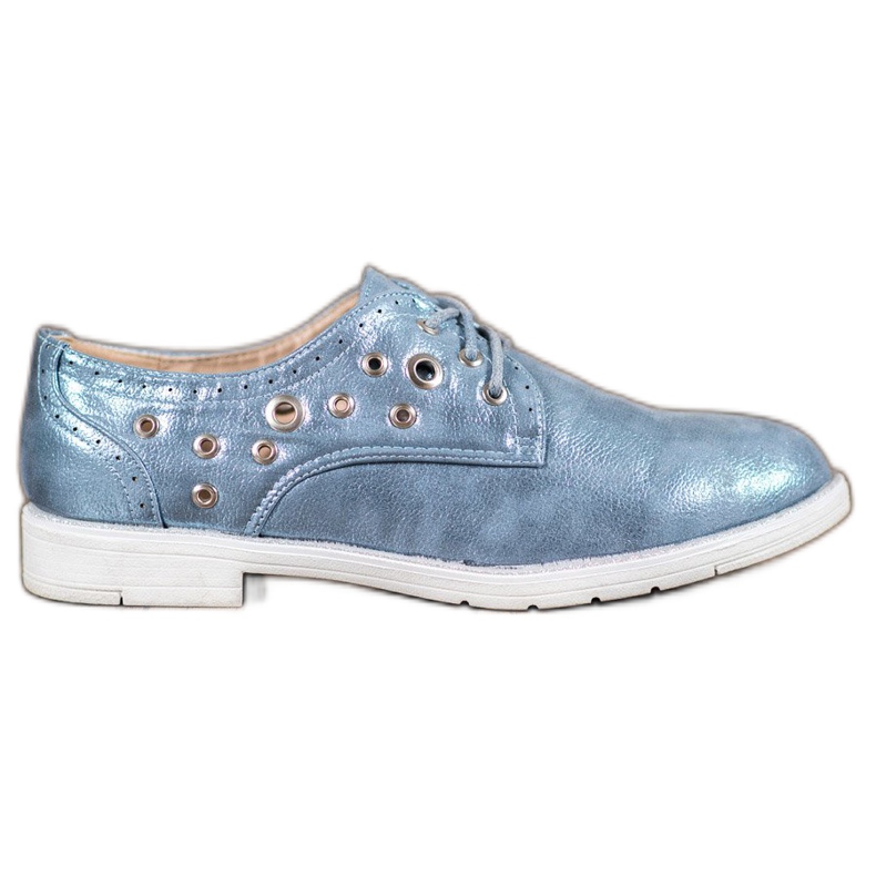SHELOVET Pantofi legați cu piele ecologică albastru