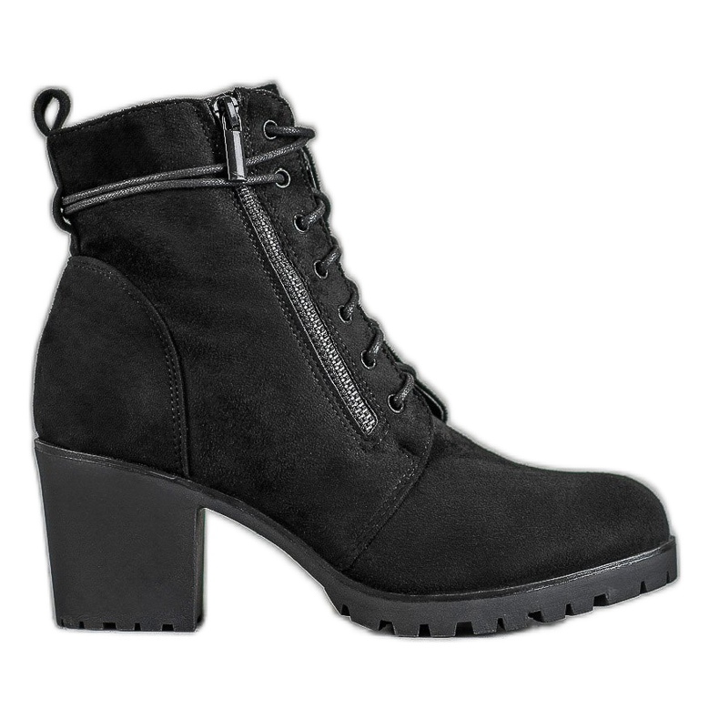 Super Me Cizme cu dantelă pe platformă negru