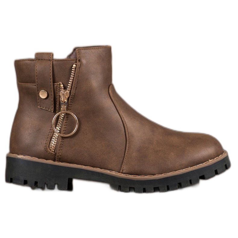 Jumex Cizme cu fermoar decorativ maro