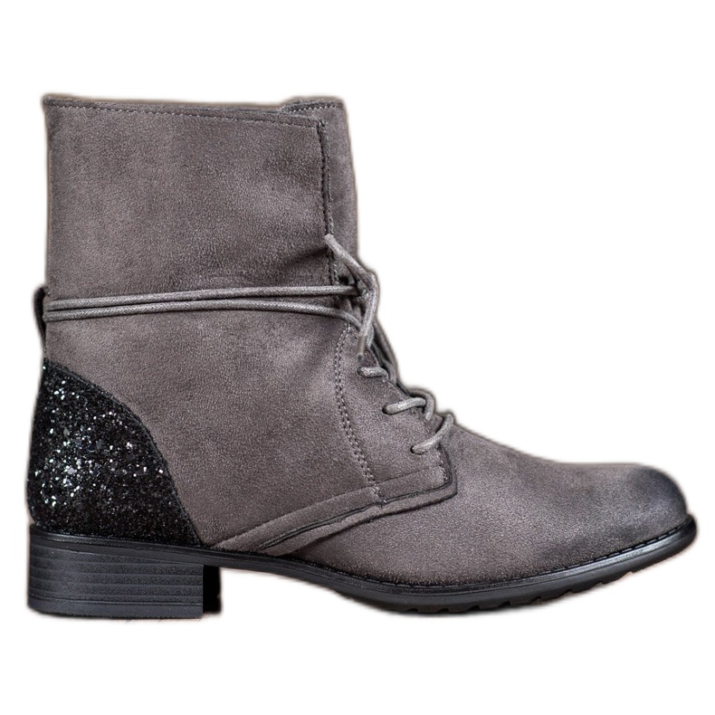 S. BARSKI Cizme gri cu dantelă S. BARSKI Cizme gri cu dantelă