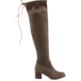 M.Daszyński Cizme din piele întoarsă peste genunchi maro M.Daszyński Cizme din piele întoarsă peste genunchi maro