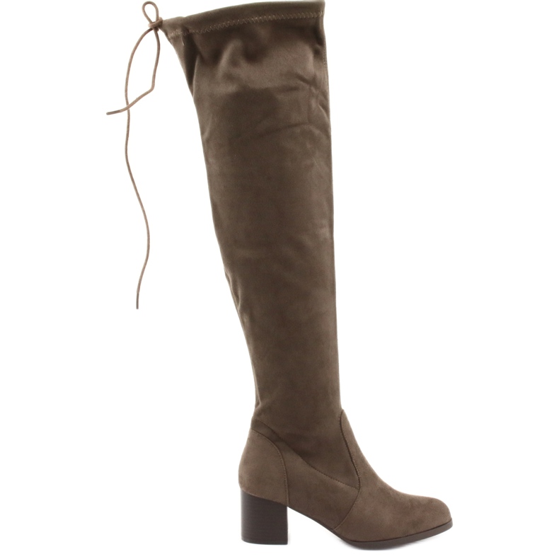 M.Daszyński Cizme din piele întoarsă peste genunchi maro