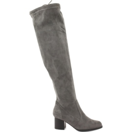 M.Daszyński Cizme din piele întoarsă peste genunchi gri