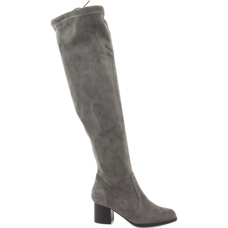 M.Daszyński Cizme din piele întoarsă peste genunchi gri