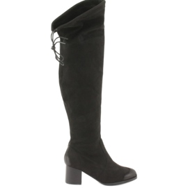 M.Daszyński Cizme peste genunchi din piele de căprioară neagră 1715 negru M.Daszyński Cizme peste genunchi din piele de căprioară neagră 1715 negru