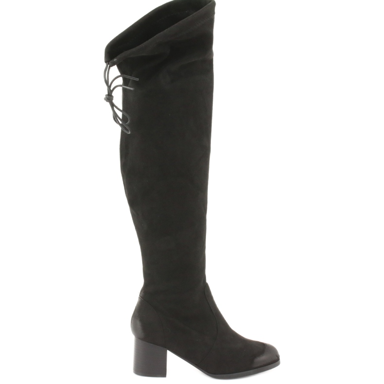 M.Daszyński Cizme peste genunchi din piele de căprioară neagră 1715 negru