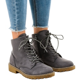 Cizme din piele de căprioară gri HJ99-103