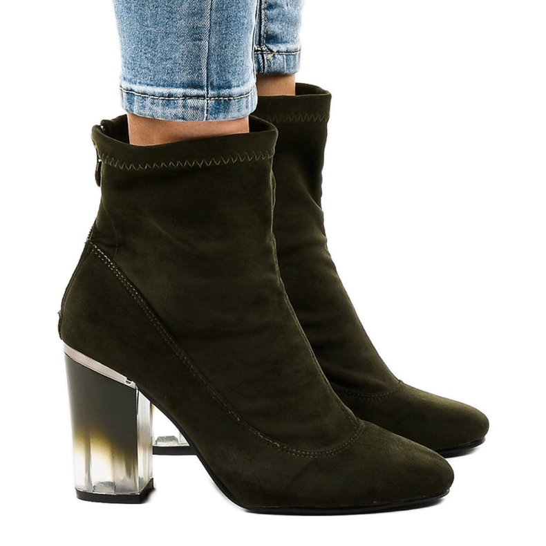 Cizme din piele de căprioară verzi pe stâlpul H8-93 verde Cizme din piele de căprioară verzi pe stâlpul H8-93 verde