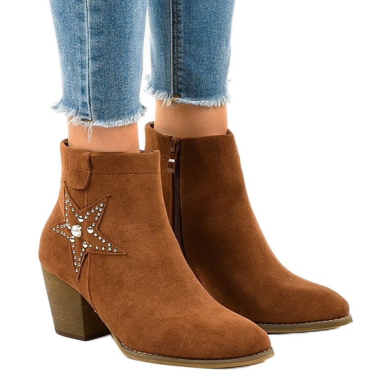 Cizme din piele de căprioară maro pe steaua L88-163