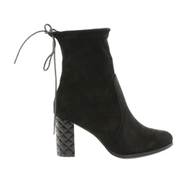 M.Daszyński Botine din piele intoarsa cu toc decorativ Daszyński 154 negru M.Daszyński Botine din piele intoarsa cu toc decorativ Daszyński 154 negru