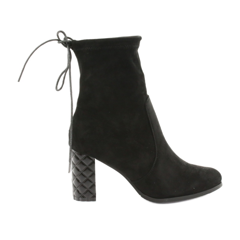 M.Daszyński Botine din piele intoarsa cu toc decorativ Daszyński 154 negru