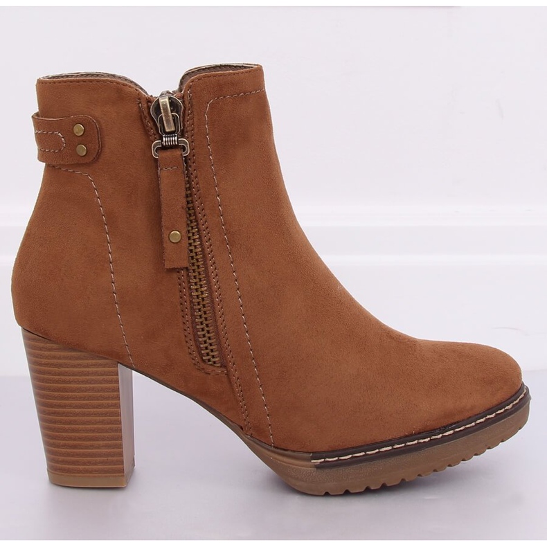 Cizme de glezna din piele de culoare bej 8B856 Khaki II Calitate