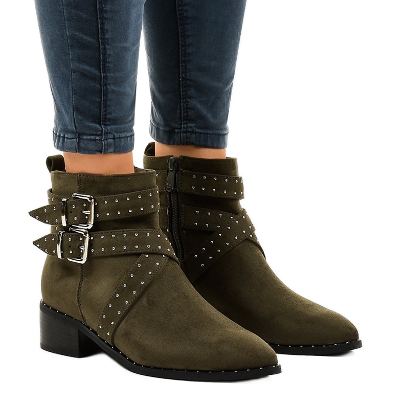 Cizme din piele de căprioară verzi pe stâlpul T172 verde Cizme din piele de căprioară verzi pe stâlpul T172 verde