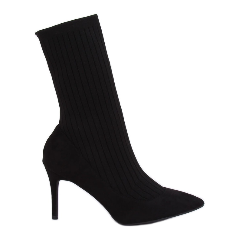 Cizme cu o șosetă superioară negru T5033 Negru Cizme cu o șosetă superioară negru T5033 Negru