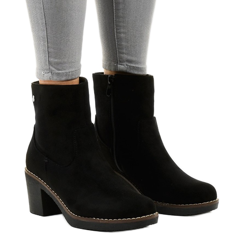 Tocuri înalte din piele de căprioară negre 8B852 negru